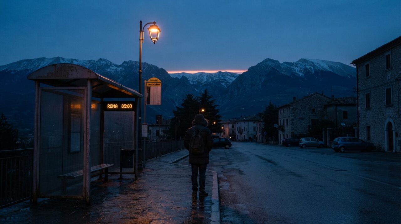 Pullman Sulmona Roma: fermata all'alba con l'orario delle 5